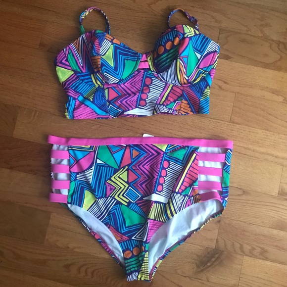 plus size midkini swim top